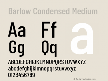Barlow Condensed Medium Version 1.207 Font Sample
