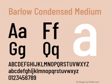 Barlow Condensed Medium Version 1.207 Font Sample