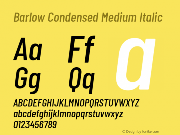 Barlow Condensed Medium Italic Version 1.207 Font Sample