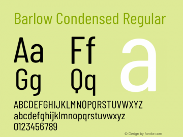 Barlow Condensed Regular Version 1.207;PS 001.207;hotconv 1.0.88;makeotf.lib2.5.64775 Font Sample