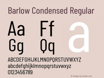 Barlow Condensed Regular Version 1.207 Font Sample