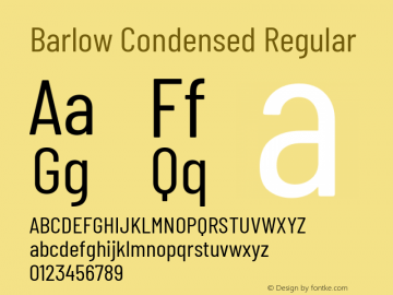 Barlow Condensed Regular Version 1.207 Font Sample