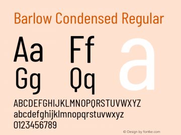 Barlow Condensed Regular Version 1.207 Font Sample