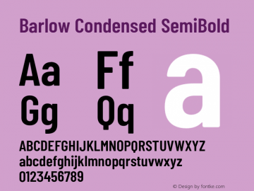 Barlow Condensed SemiBold Version 1.207;PS 001.207;hotconv 1.0.88;makeotf.lib2.5.64775 Font Sample