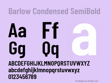 Barlow Condensed SemiBold Version 1.207 Font Sample