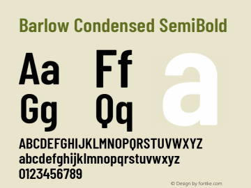 Barlow Condensed SemiBold Version 1.207 Font Sample