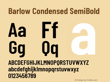 Barlow Condensed SemiBold Version 1.207 Font Sample