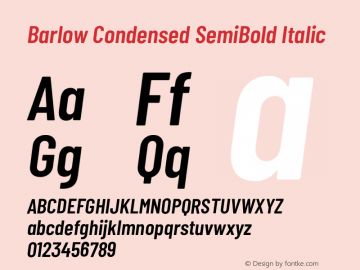 Barlow Condensed SemiBold Italic Version 1.207;PS 001.207;hotconv 1.0.88;makeotf.lib2.5.64775 Font Sample