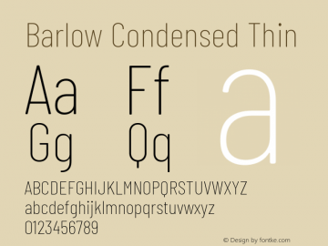 Barlow Condensed Thin Version 1.207 Font Sample