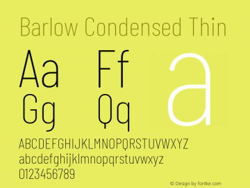 Barlow Condensed Thin Version 1.207 Font Sample