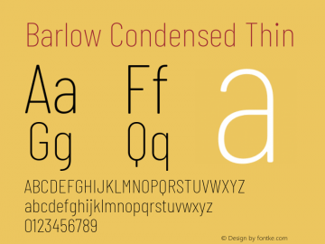 Barlow Condensed Thin Version 1.207 Font Sample