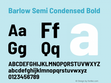 Barlow Semi Condensed Bold Version 1.207;PS 001.207;hotconv 1.0.88;makeotf.lib2.5.64775 Font Sample