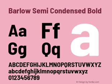 Barlow Semi Condensed Bold Version 1.207 Font Sample