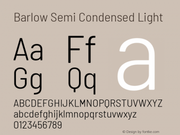 Barlow Semi Condensed Light Version 1.207 Font Sample