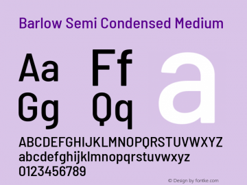 Barlow Semi Condensed Medium Version 1.207 Font Sample