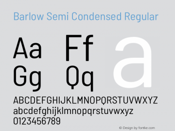 Barlow Semi Condensed Regular Version 1.207;PS 001.207;hotconv 1.0.88;makeotf.lib2.5.64775 Font Sample