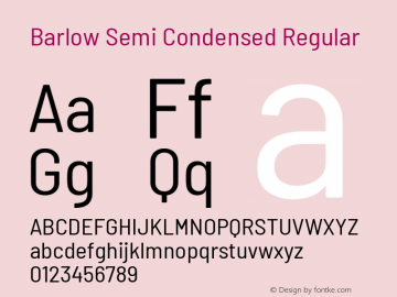 Barlow Semi Condensed Regular Version 1.207 Font Sample
