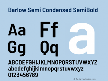 Barlow Semi Condensed SemiBold Version 1.207 Font Sample