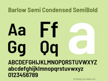 Barlow Semi Condensed SemiBold Version 1.207 Font Sample