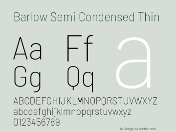 Barlow Semi Condensed Thin Version 1.207 Font Sample