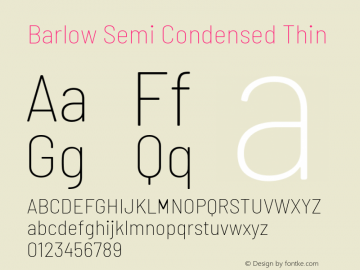 Barlow Semi Condensed Thin Version 1.207 Font Sample