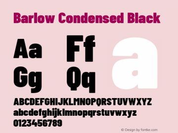 Barlow Condensed Black Version 1.208 Font Sample