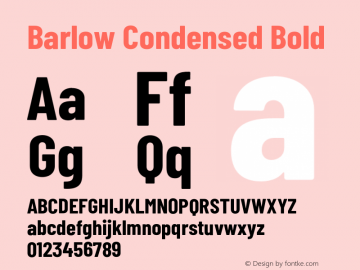 Barlow Condensed Bold Version 1.208;PS 001.208;hotconv 1.0.88;makeotf.lib2.5.64775 Font Sample