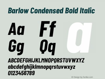 Barlow Condensed Bold Italic Version 1.208;PS 001.208;hotconv 1.0.88;makeotf.lib2.5.64775 Font Sample