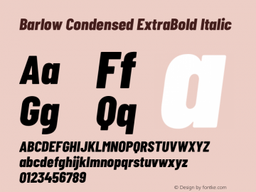 Barlow Condensed ExtraBold Italic Version 1.208;PS 001.208;hotconv 1.0.88;makeotf.lib2.5.64775 Font Sample