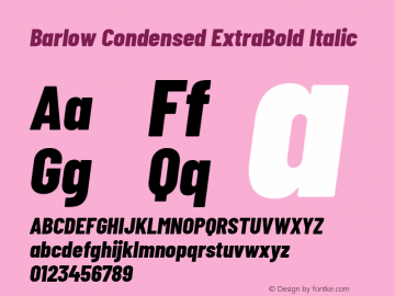 Barlow Condensed ExtraBold Italic Version 1.208 Font Sample