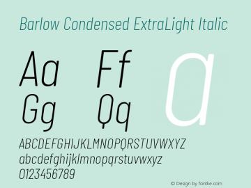 Barlow Condensed ExtraLight Italic Version 1.208图片样张