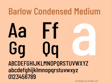Barlow Condensed Medium Version 1.208;PS 001.208;hotconv 1.0.88;makeotf.lib2.5.64775 Font Sample