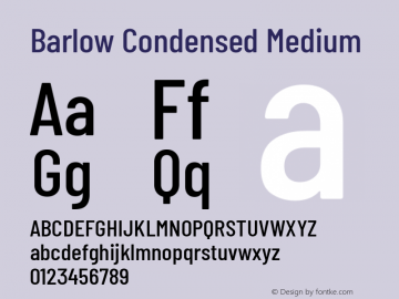 Barlow Condensed Medium Version 1.208 Font Sample