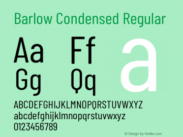 Barlow Condensed Regular Version 1.208;PS 001.208;hotconv 1.0.88;makeotf.lib2.5.64775 Font Sample