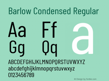Barlow Condensed Regular Version 1.208 Font Sample