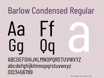 Barlow Condensed Regular Version 1.208 Font Sample