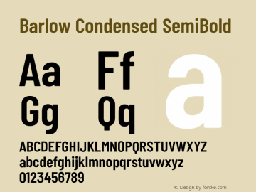 Barlow Condensed SemiBold Version 1.208;PS 001.208;hotconv 1.0.88;makeotf.lib2.5.64775 Font Sample