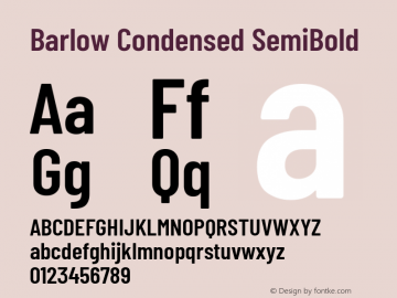 Barlow Condensed SemiBold Version 1.208 Font Sample