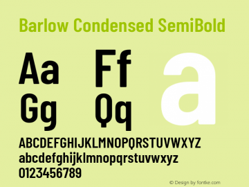 Barlow Condensed SemiBold Version 1.208 Font Sample