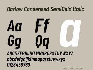 Barlow Condensed SemiBold Italic Version 1.208 Font Sample