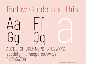 Barlow Condensed Thin Version 1.208 Font Sample