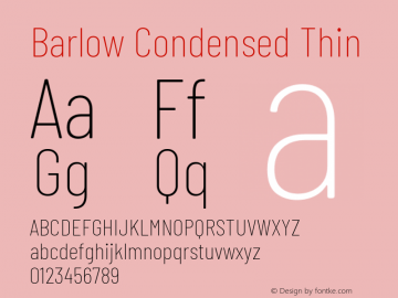 Barlow Condensed Thin Version 1.208 Font Sample