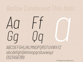 Barlow Condensed Thin Italic Version 1.208图片样张