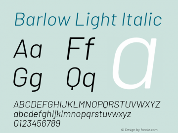 Barlow Light Italic Version 1.208图片样张