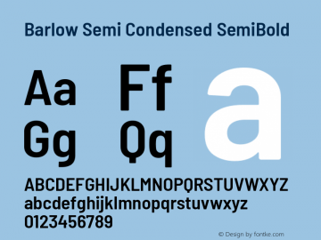 Barlow Semi Condensed SemiBold Version 1.208 Font Sample