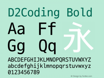 D2Coding Bold  Font Sample