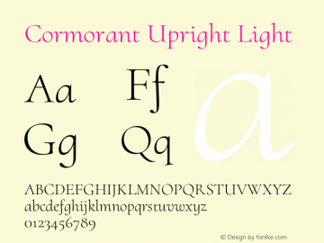 Cormorant Upright Light Version 3.302;PS 003.302;hotconv 1.0.88;makeotf.lib2.5.64775图片样张