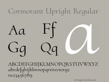 Cormorant Upright Regular Version 3.302 Font Sample