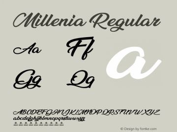 Millenia Personal Use Version 1.000 Font Sample