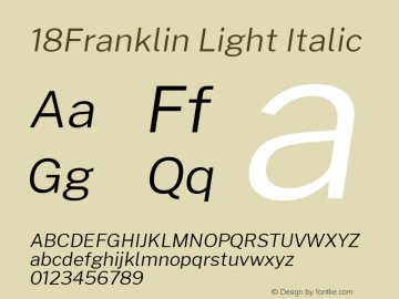 18Franklin Light Italic Version 1.030 Font Sample